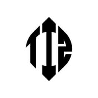 tiz-Kreisbuchstaben-Logo-Design mit Kreis- und Ellipsenform. tiz Ellipsenbuchstaben mit typografischem Stil. Die drei Initialen bilden ein Kreislogo. tiz-Kreis-Emblem abstrakter Monogramm-Buchstaben-Markierungsvektor. vektor