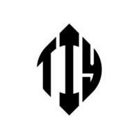 Tiy-Kreis-Buchstaben-Logo-Design mit Kreis- und Ellipsenform. tiy ellipsenbuchstaben mit typografischem stil. Die drei Initialen bilden ein Kreislogo. tiy-Kreis-Emblem abstrakter Monogramm-Buchstaben-Markierungsvektor. vektor