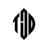 tjd-Kreisbuchstaben-Logo-Design mit Kreis- und Ellipsenform. tjd Ellipsenbuchstaben mit typografischem Stil. Die drei Initialen bilden ein Kreislogo. tjd Kreisemblem abstrakter Monogramm-Buchstabenmarkierungsvektor. vektor