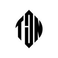 tjn-Kreis-Buchstaben-Logo-Design mit Kreis- und Ellipsenform. tjn Ellipsenbuchstaben mit typografischem Stil. Die drei Initialen bilden ein Kreislogo. tjn Kreisemblem abstrakter Monogramm-Buchstabenmarkierungsvektor. vektor