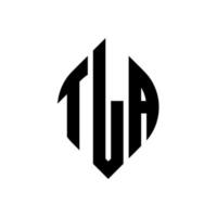 tla-Kreis-Buchstaben-Logo-Design mit Kreis- und Ellipsenform. tla ellipsenbuchstaben mit typografischem stil. Die drei Initialen bilden ein Kreislogo. tla Kreisemblem abstrakter Monogramm-Buchstabenmarkierungsvektor. vektor