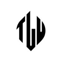tlv-Kreisbuchstaben-Logo-Design mit Kreis- und Ellipsenform. TLV-Ellipsenbuchstaben mit typografischem Stil. Die drei Initialen bilden ein Kreislogo. tlv-Kreis-Emblem abstrakter Monogramm-Buchstaben-Markierungsvektor. vektor