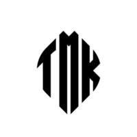 tmk-Kreisbuchstaben-Logo-Design mit Kreis- und Ellipsenform. tmk Ellipsenbuchstaben mit typografischem Stil. Die drei Initialen bilden ein Kreislogo. tmk-Kreis-Emblem abstrakter Monogramm-Buchstaben-Markierungsvektor. vektor