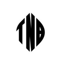 tnb-Kreisbuchstaben-Logo-Design mit Kreis- und Ellipsenform. tnb ellipsenbuchstaben mit typografischem stil. Die drei Initialen bilden ein Kreislogo. tnb Kreisemblem abstrakter Monogramm-Buchstabenmarkierungsvektor. vektor