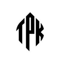 tpk-Kreisbuchstaben-Logo-Design mit Kreis- und Ellipsenform. tpk Ellipsenbuchstaben mit typografischem Stil. Die drei Initialen bilden ein Kreislogo. tpk-Kreis-Emblem abstrakter Monogramm-Buchstaben-Markierungsvektor. vektor