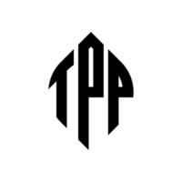 tpp-Kreisbuchstaben-Logo-Design mit Kreis- und Ellipsenform. tpp-Ellipsenbuchstaben mit typografischem Stil. Die drei Initialen bilden ein Kreislogo. tpp-Kreis-Emblem abstrakter Monogramm-Buchstaben-Markierungsvektor. vektor