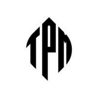 tpm-Kreisbuchstaben-Logo-Design mit Kreis- und Ellipsenform. tpm Ellipsenbuchstaben mit typografischem Stil. Die drei Initialen bilden ein Kreislogo. tpm-Kreis-Emblem abstrakter Monogramm-Buchstaben-Markierungsvektor. vektor