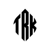 trk-Kreis-Buchstaben-Logo-Design mit Kreis- und Ellipsenform. trk Ellipsenbuchstaben mit typografischem Stil. Die drei Initialen bilden ein Kreislogo. trk-Kreis-Emblem abstrakter Monogramm-Buchstaben-Markierungsvektor. vektor
