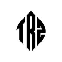 trz-Kreisbuchstaben-Logo-Design mit Kreis- und Ellipsenform. trz ellipsenbuchstaben mit typografischem stil. Die drei Initialen bilden ein Kreislogo. trz-Kreis-Emblem abstrakter Monogramm-Buchstaben-Markenvektor. vektor