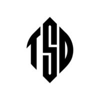 tsd-Kreisbuchstaben-Logo-Design mit Kreis- und Ellipsenform. tsd Ellipsenbuchstaben mit typografischem Stil. Die drei Initialen bilden ein Kreislogo. tsd-Kreis-Emblem abstrakter Monogramm-Buchstaben-Markierungsvektor. vektor