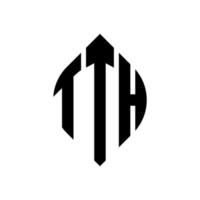 t-Kreis-Buchstaben-Logo-Design mit Kreis- und Ellipsenform. t-Ellipsenbuchstaben mit typografischem Stil. Die drei Initialen bilden ein Kreislogo. tth Kreisemblem abstrakter Monogramm-Buchstabenmarkierungsvektor. vektor