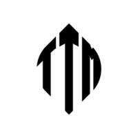 ttm-Kreisbuchstaben-Logo-Design mit Kreis- und Ellipsenform. ttm Ellipsenbuchstaben mit typografischem Stil. Die drei Initialen bilden ein Kreislogo. ttm Kreisemblem abstrakter Monogramm-Buchstabenmarkierungsvektor. vektor