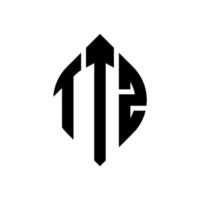 ttz-Kreisbuchstaben-Logo-Design mit Kreis- und Ellipsenform. ttz Ellipsenbuchstaben mit typografischem Stil. Die drei Initialen bilden ein Kreislogo. ttz-Kreis-Emblem abstrakter Monogramm-Buchstaben-Markierungsvektor. vektor