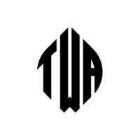 twa-Kreis-Buchstaben-Logo-Design mit Kreis- und Ellipsenform. zwei Ellipsenbuchstaben mit typografischem Stil. Die drei Initialen bilden ein Kreislogo. twa-Kreis-Emblem abstrakter Monogramm-Buchstaben-Markierungsvektor. vektor