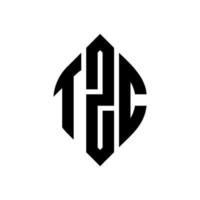 tzc-Kreisbuchstaben-Logo-Design mit Kreis- und Ellipsenform. tzc Ellipsenbuchstaben mit typografischem Stil. Die drei Initialen bilden ein Kreislogo. tzc-Kreis-Emblem abstrakter Monogramm-Buchstaben-Markierungsvektor. vektor