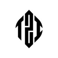 tzi-Kreis-Buchstaben-Logo-Design mit Kreis- und Ellipsenform. tzi-ellipsenbuchstaben mit typografischem stil. Die drei Initialen bilden ein Kreislogo. Tzi-Kreis-Emblem abstrakter Monogramm-Buchstaben-Markierungsvektor. vektor