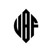 ubf-Kreisbuchstaben-Logo-Design mit Kreis- und Ellipsenform. ubf Ellipsenbuchstaben mit typografischem Stil. Die drei Initialen bilden ein Kreislogo. ubf-Kreis-Emblem abstrakter Monogramm-Buchstaben-Markierungsvektor. vektor