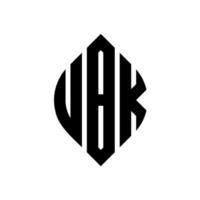 ubk-Kreisbuchstaben-Logo-Design mit Kreis- und Ellipsenform. ubk-ellipsenbuchstaben mit typografischem stil. Die drei Initialen bilden ein Kreislogo. ubk-Kreis-Emblem abstrakter Monogramm-Buchstaben-Markierungsvektor. vektor