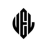 uel-Kreis-Buchstaben-Logo-Design mit Kreis- und Ellipsenform. uel Ellipsenbuchstaben mit typografischem Stil. Die drei Initialen bilden ein Kreislogo. uel-Kreis-Emblem abstrakter Monogramm-Buchstaben-Markierungsvektor. vektor