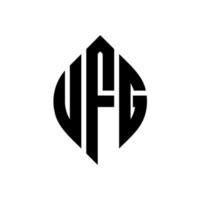 ufg-Kreisbuchstaben-Logo-Design mit Kreis- und Ellipsenform. ufg Ellipsenbuchstaben mit typografischem Stil. Die drei Initialen bilden ein Kreislogo. ufg-Kreis-Emblem abstrakter Monogramm-Buchstaben-Markierungsvektor. vektor