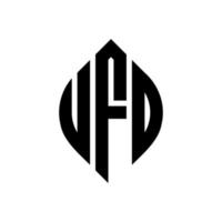 UFO-Kreisbuchstaben-Logo-Design mit Kreis- und Ellipsenform. ufo-ellipsenbuchstaben mit typografischem stil. Die drei Initialen bilden ein Kreislogo. UFO-Kreis-Emblem abstrakter Monogramm-Buchstaben-Markierungsvektor. vektor