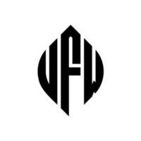 ufw-Kreisbuchstaben-Logo-Design mit Kreis- und Ellipsenform. ufw Ellipsenbuchstaben mit typografischem Stil. Die drei Initialen bilden ein Kreislogo. ufw-Kreis-Emblem abstrakter Monogramm-Buchstaben-Markenvektor. vektor