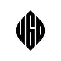 ugd-Kreisbuchstaben-Logo-Design mit Kreis- und Ellipsenform. ugd Ellipsenbuchstaben mit typografischem Stil. Die drei Initialen bilden ein Kreislogo. ugd-Kreis-Emblem abstrakter Monogramm-Buchstaben-Markierungsvektor. vektor