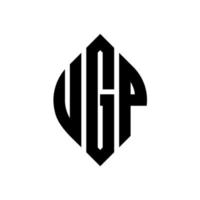 ugp-Kreisbuchstaben-Logo-Design mit Kreis- und Ellipsenform. ugp ellipsenbuchstaben mit typografischem stil. Die drei Initialen bilden ein Kreislogo. ugp-Kreis-Emblem abstrakter Monogramm-Buchstaben-Markierungsvektor. vektor