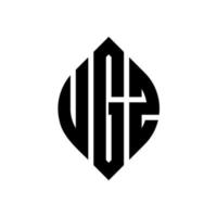 ugz-Kreisbuchstaben-Logo-Design mit Kreis- und Ellipsenform. ugz Ellipsenbuchstaben mit typografischem Stil. Die drei Initialen bilden ein Kreislogo. ugz-Kreis-Emblem abstrakter Monogramm-Buchstaben-Markierungsvektor. vektor