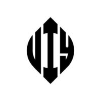 uiy cirkelbokstavslogotypdesign med cirkel och ellipsform. uiy ellipsbokstäver med typografisk stil. de tre initialerna bildar en cirkellogotyp. uiy cirkel emblem abstrakt monogram bokstav märke vektor. vektor