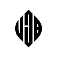 ujb-Kreisbuchstaben-Logo-Design mit Kreis- und Ellipsenform. ujb ellipsenbuchstaben mit typografischem stil. Die drei Initialen bilden ein Kreislogo. ujb-Kreis-Emblem abstrakter Monogramm-Buchstaben-Markierungsvektor. vektor