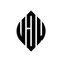 ujw-Kreisbuchstaben-Logo-Design mit Kreis- und Ellipsenform. ujw Ellipsenbuchstaben mit typografischem Stil. Die drei Initialen bilden ein Kreislogo. ujw Kreisemblem abstrakter Monogramm-Buchstabenmarkierungsvektor. vektor