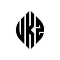 ukz-Kreisbuchstaben-Logo-Design mit Kreis- und Ellipsenform. ukz Ellipsenbuchstaben mit typografischem Stil. Die drei Initialen bilden ein Kreislogo. ukz-Kreis-Emblem abstrakter Monogramm-Buchstaben-Markierungsvektor. vektor