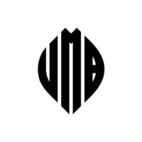 umb cirkel bokstavslogotyp design med cirkel och ellipsform. umb ellips bokstäver med typografisk stil. de tre initialerna bildar en cirkellogotyp. umb cirkel emblem abstrakt monogram brev märke vektor. vektor