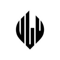 ulv-Kreisbuchstaben-Logo-Design mit Kreis- und Ellipsenform. ulv-ellipsenbuchstaben mit typografischem stil. Die drei Initialen bilden ein Kreislogo. ulv-Kreis-Emblem abstrakter Monogramm-Buchstaben-Markierungsvektor. vektor