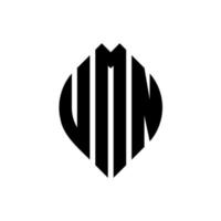 Umn-Kreis-Buchstaben-Logo-Design mit Kreis- und Ellipsenform. umn ellipsenbuchstaben mit typografischem stil. Die drei Initialen bilden ein Kreislogo. umn kreis emblem abstraktes monogramm buchstaben mark vektor. vektor