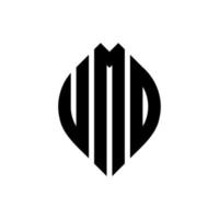 Umo-Kreis-Buchstaben-Logo-Design mit Kreis- und Ellipsenform. Umo-Ellipsenbuchstaben mit typografischem Stil. Die drei Initialen bilden ein Kreislogo. Umo-Kreis-Emblem abstrakter Monogramm-Buchstaben-Markierungsvektor. vektor