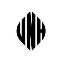 unh cirkel bokstavslogotyp design med cirkel och ellipsform. unh ellipsbokstäver med typografisk stil. de tre initialerna bildar en cirkellogotyp. unh cirkel emblem abstrakt monogram brev märke vektor. vektor