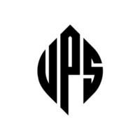 Ups-Kreis-Buchstaben-Logo-Design mit Kreis- und Ellipsenform. ups Ellipsenbuchstaben mit typografischem Stil. Die drei Initialen bilden ein Kreislogo. ups kreis emblem abstraktes monogramm buchstabe mark vektor. vektor