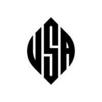 usa cirkel bokstavslogotyp design med cirkel och ellipsform. usa ellipsbokstäver med typografisk stil. de tre initialerna bildar en cirkellogotyp. usa cirkel emblem abstrakt monogram bokstav märke vektor. vektor