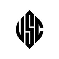 usc cirkel bokstavslogotyp design med cirkel och ellipsform. usc ellipsbokstäver med typografisk stil. de tre initialerna bildar en cirkellogotyp. usc cirkel emblem abstrakt monogram brev märke vektor. vektor