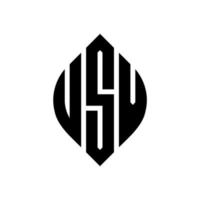 USV-Kreisbuchstaben-Logo-Design mit Kreis- und Ellipsenform. USV-Ellipsenbuchstaben mit typografischem Stil. Die drei Initialen bilden ein Kreislogo. USV-Kreis-Emblem abstrakter Monogramm-Buchstaben-Markierungsvektor. vektor