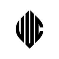 uuc-Kreisbuchstaben-Logo-Design mit Kreis- und Ellipsenform. uuc ellipsenbuchstaben mit typografischem stil. Die drei Initialen bilden ein Kreislogo. UUC-Kreis-Emblem abstrakter Monogramm-Buchstaben-Markierungsvektor. vektor