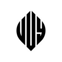 uuy-Kreis-Buchstaben-Logo-Design mit Kreis- und Ellipsenform. uuy Ellipsenbuchstaben mit typografischem Stil. Die drei Initialen bilden ein Kreislogo. uuy-Kreis-Emblem abstrakter Monogramm-Buchstaben-Markierungsvektor. vektor