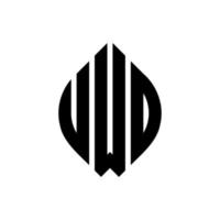 uwd-Kreisbuchstaben-Logo-Design mit Kreis- und Ellipsenform. uwd Ellipsenbuchstaben mit typografischem Stil. Die drei Initialen bilden ein Kreislogo. uwd-Kreis-Emblem abstrakter Monogramm-Buchstaben-Markierungsvektor. vektor