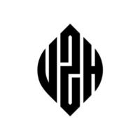 uzh-Kreisbuchstaben-Logo-Design mit Kreis- und Ellipsenform. uzh Ellipsenbuchstaben mit typografischem Stil. Die drei Initialen bilden ein Kreislogo. uzh-Kreis-Emblem abstrakter Monogramm-Buchstaben-Markierungsvektor. vektor