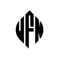 vfn-Kreisbuchstaben-Logo-Design mit Kreis- und Ellipsenform. vfn Ellipsenbuchstaben mit typografischem Stil. Die drei Initialen bilden ein Kreislogo. vfn Kreisemblem abstrakter Monogramm-Buchstabenmarkierungsvektor. vektor