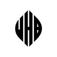 vhb-Kreisbuchstaben-Logo-Design mit Kreis- und Ellipsenform. vhb ellipsenbuchstaben mit typografischem stil. Die drei Initialen bilden ein Kreislogo. vhb-Kreis-Emblem abstrakter Monogramm-Buchstaben-Markierungsvektor. vektor