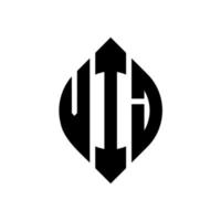 vj-Kreis-Buchstaben-Logo-Design mit Kreis- und Ellipsenform. vij Ellipsenbuchstaben mit typografischem Stil. Die drei Initialen bilden ein Kreislogo. vij Kreisemblem abstrakter Monogramm-Buchstabenmarkierungsvektor. vektor