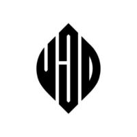 vjd-Kreisbuchstaben-Logo-Design mit Kreis- und Ellipsenform. vjd Ellipsenbuchstaben mit typografischem Stil. Die drei Initialen bilden ein Kreislogo. vjd Kreisemblem abstrakter Monogramm-Buchstabenmarkierungsvektor. vektor